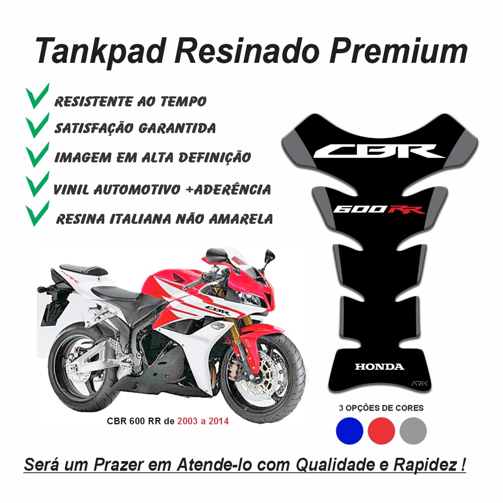 Adesivo Protetor de Tanque Tankpad 3d Resinado Moto Honda Cbr 600rr