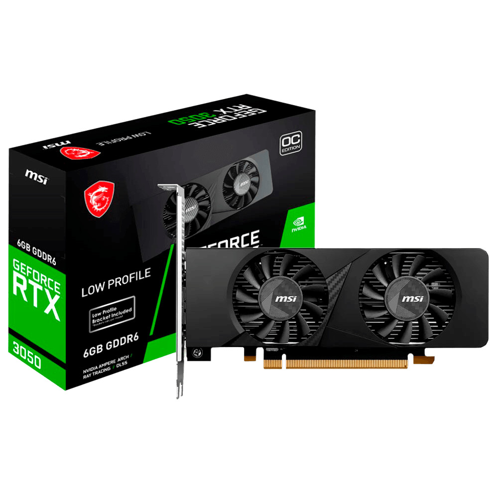Placa De Vídeo MSI GeForce RTX 3050 LP 6GB OC GDDR6 96Bits