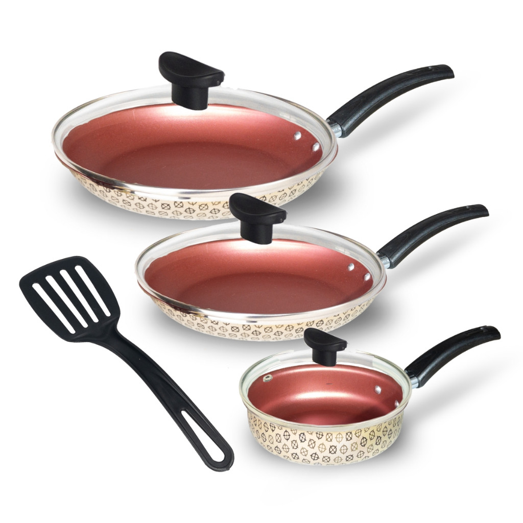 Imagem Jogo De Frigideira Francesa Antiaderente Com Tampa 3 Peças