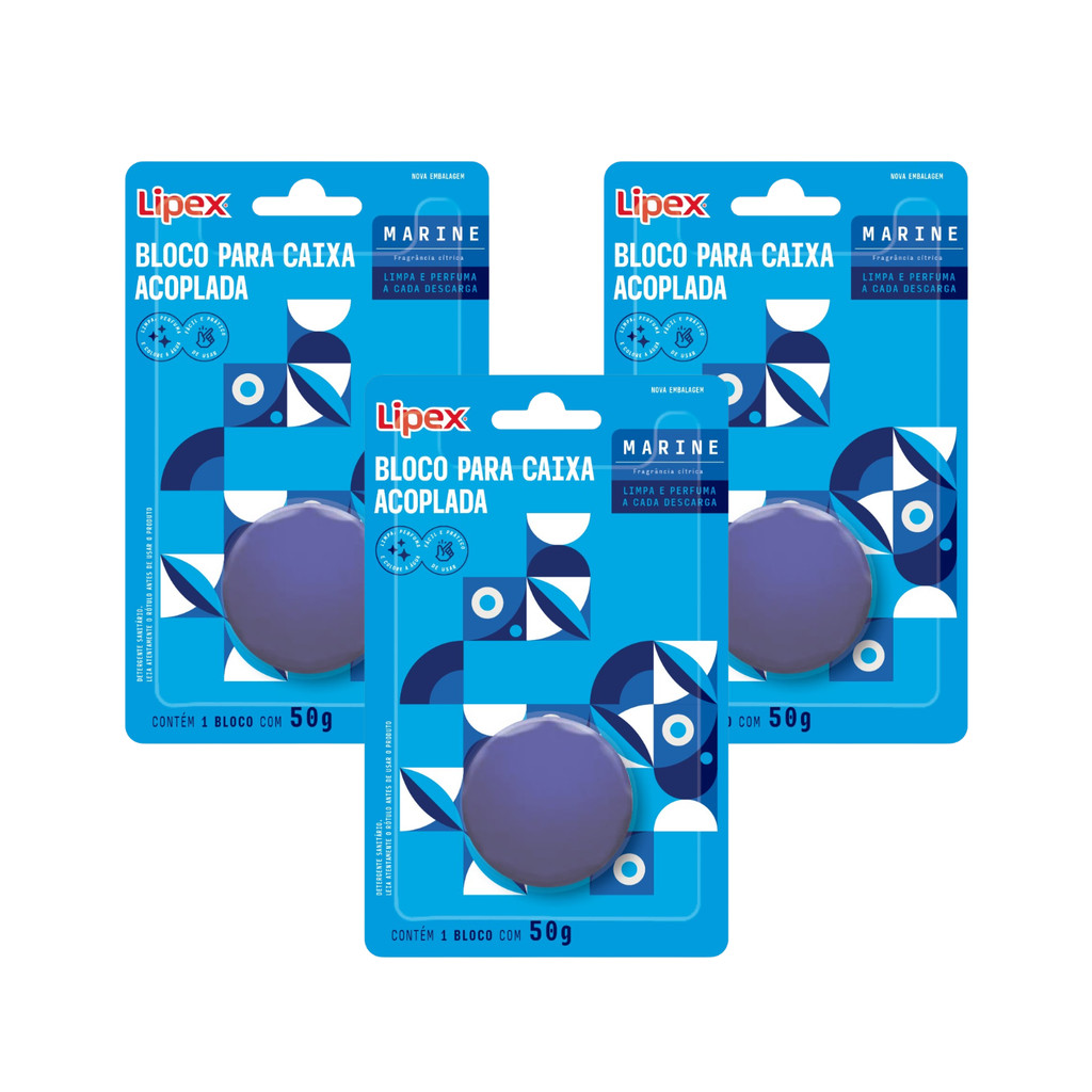 Bloco Caixa Acoplada Lipex Pedra Sanitaria Marine Kit C/ 3