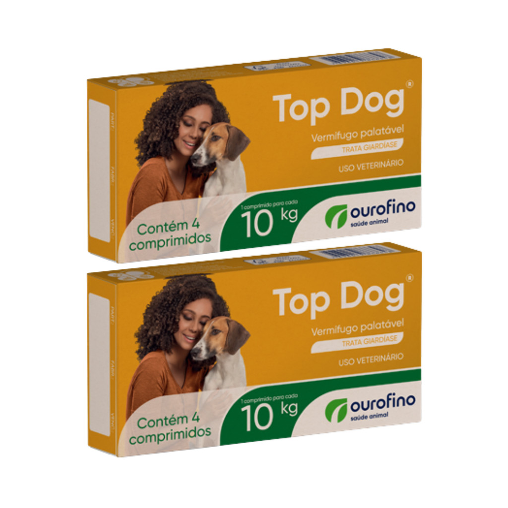 Combo 2 Vermífugos Top Dog Ourofino Cães Até 10 Kg - 8 Comprimentos/Total