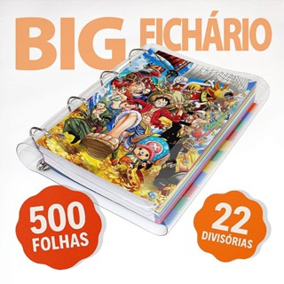 Big Fichário Universitário 500 folhas + divisórias One Piece em Oferta na Shopee