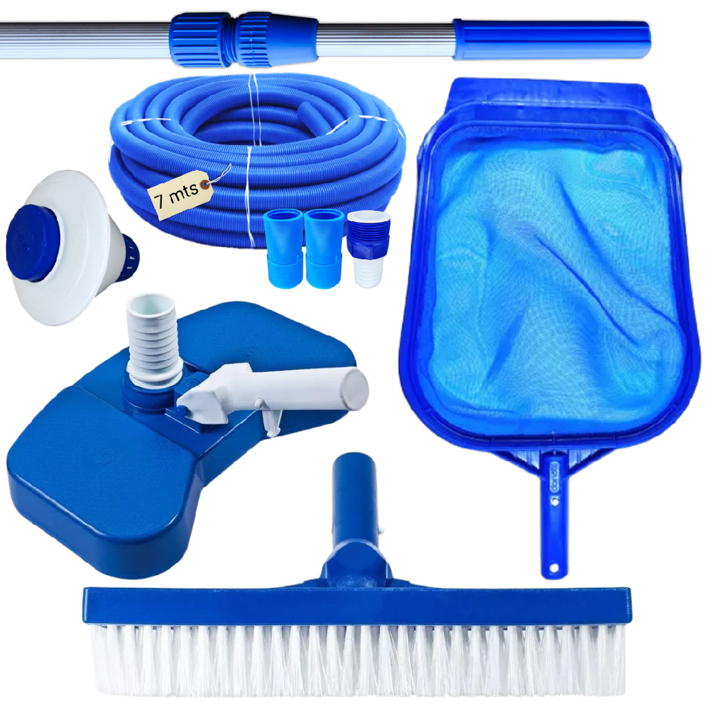 KIT LIMPEZA PISCINA MANGUEIRA ECOLÓGICA 7M CABO 2MT CLORADOR