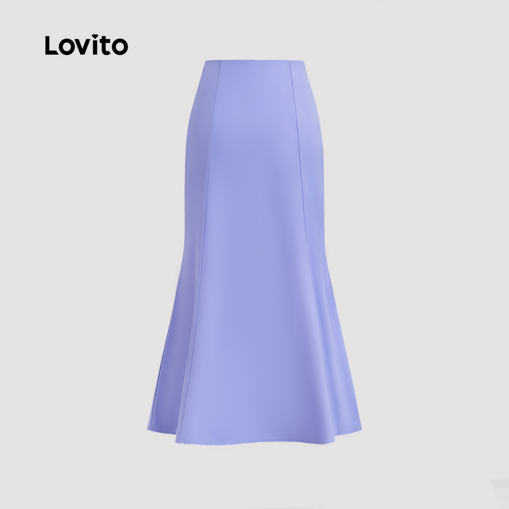 Detalhes do Lovito Saia Elegante De Verão Com Botões Para Mulheres L128ED353