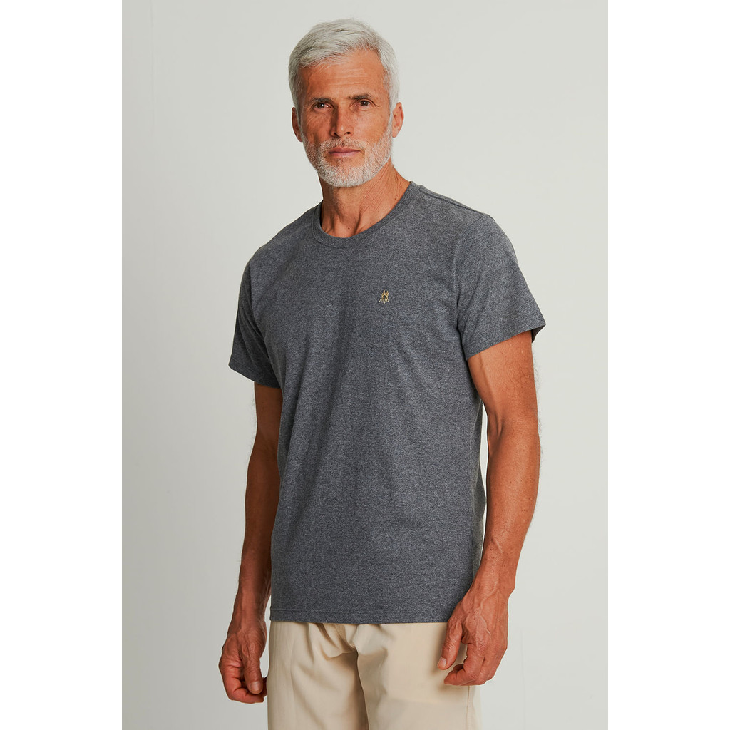 Camiseta Masculina Logo Bordado Polo Wear Cinza Claro - Men Clothes