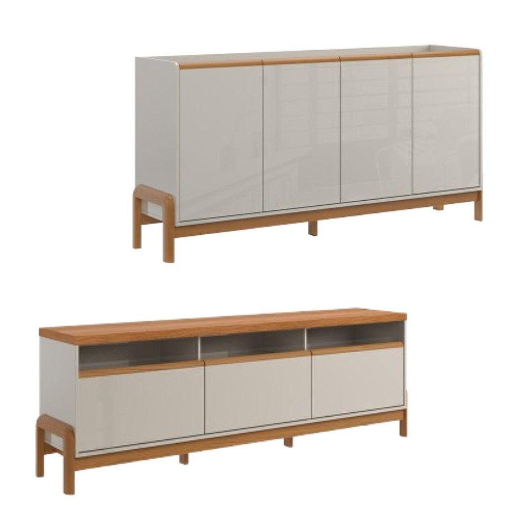 Rack + 3g Elegance 1.8 Buffet Elegance Off White New Jequitiba - Lukaliam Móveis