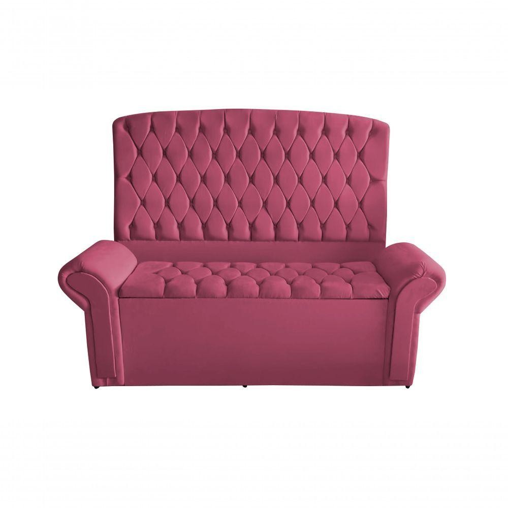 Kit Dubaí Cabeceira De Cama Box Casal E Recamier Baú Solteiro 90 Cm Suede Rosa Bebê Do Lar Móveis