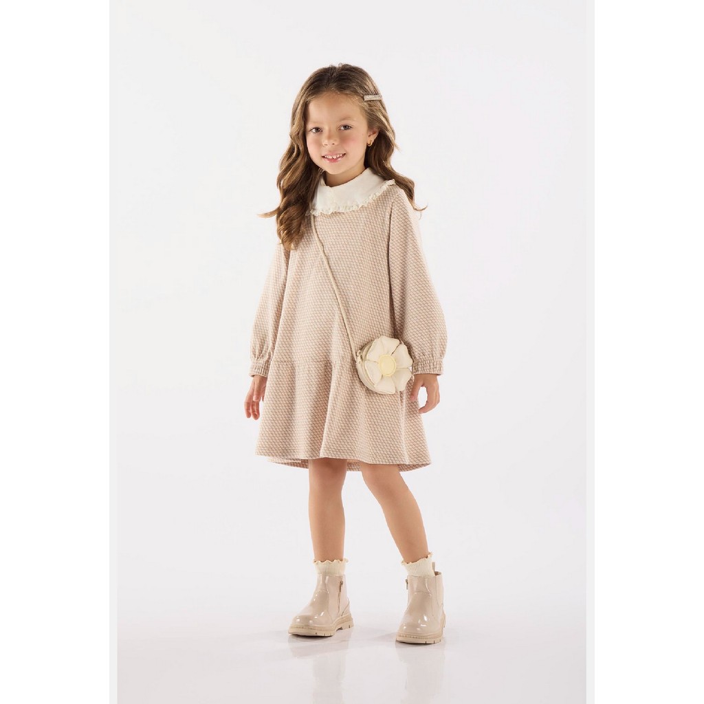 Vestido Manga Longa Infantil Xadrez Up Baby