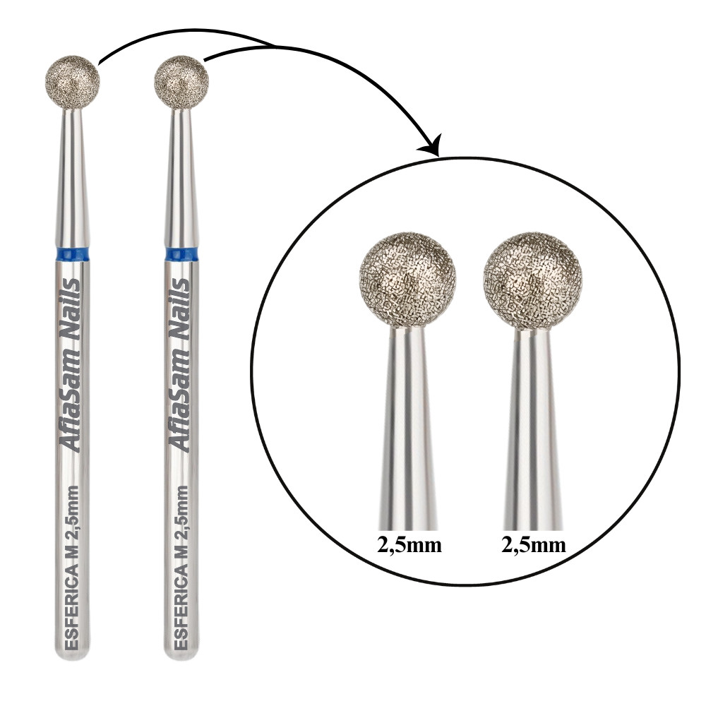 2 Broca Diamantada Esférica Azul 2,5mm Unhas Alongamento em Oferta na Shopee