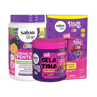 Kit Shampoo Condicionador Creme Gelatina Uva Kids Salon Line em Oferta na Shopee