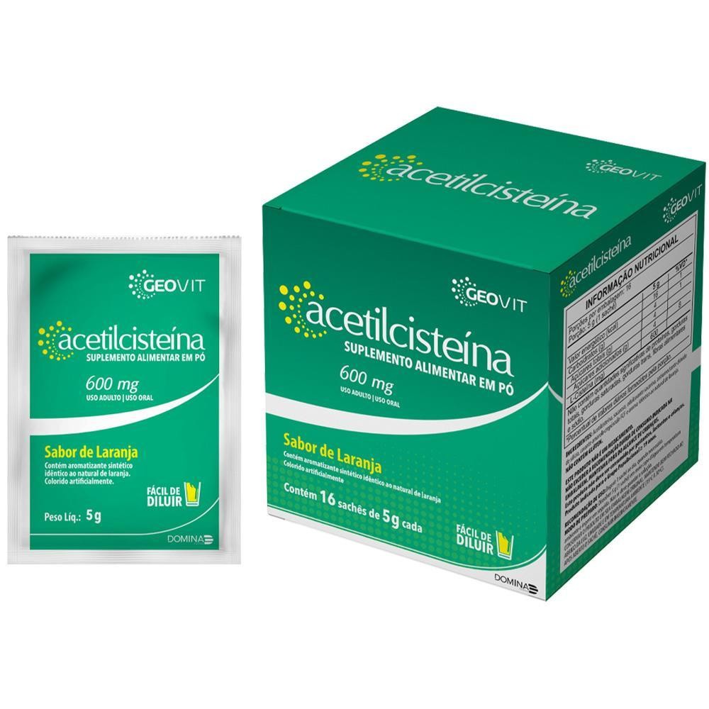 ACETILCISTEÍNA 600MG SUPLEMENTO ALIMENTAR COM 16 SACHÊS DE 5G - Health