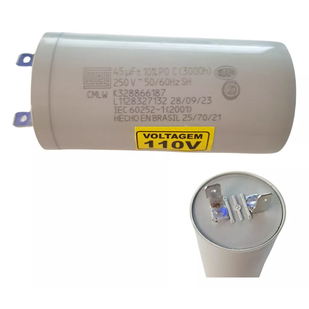 Capacitor Maquina de Lavar 45uf 127v Para Lavadora Roupas Electrolux