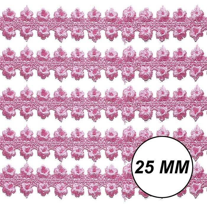 Renda Gupir CHL-558 Entremeio 2.5 Cm -  Rolo C/13.7 Metros Cor:Rosa-Chiclete