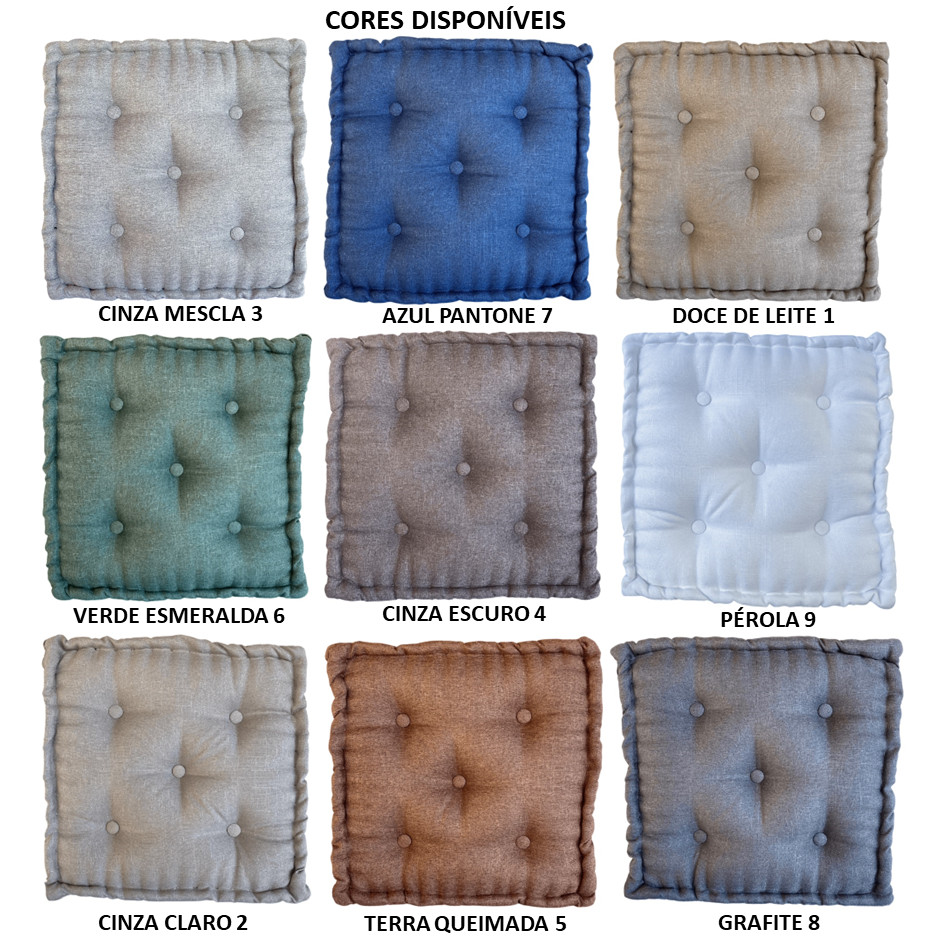 ALMOFADA 40x35 X 10 CM FUTON TURCA CHEIA LINHO CORES VARIADAS