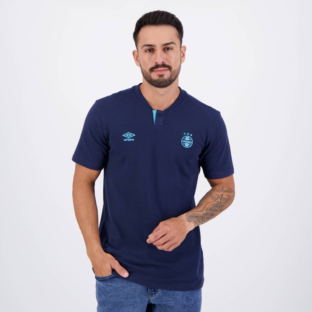 Polo Umbro Grêmio Viagem 2024 Marinho em Oferta na Shopee