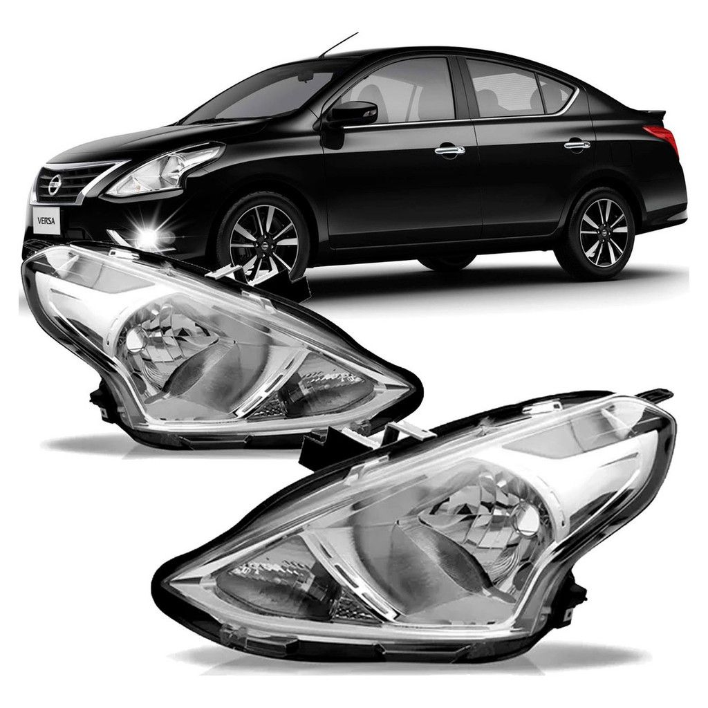 Farol Versa 2015 2016 2017 2018 2019 Foco Simples Cromado em Oferta na Shopee