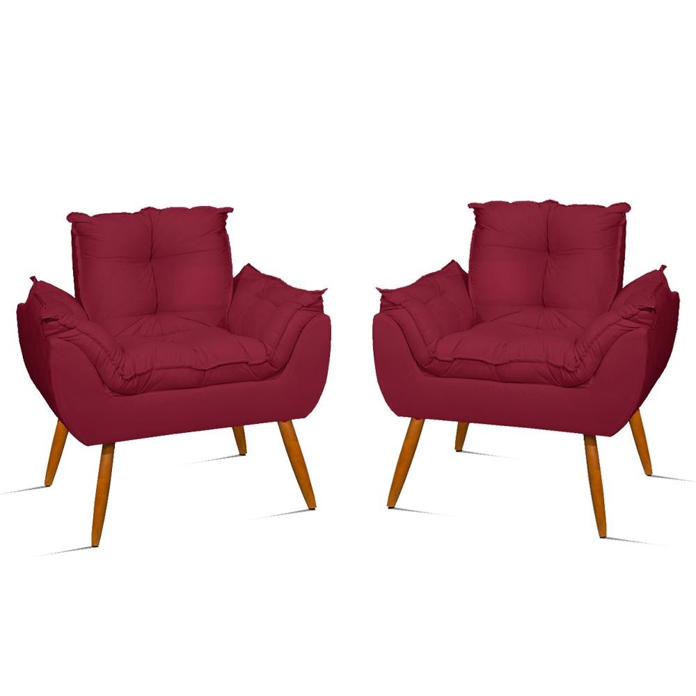 Kit 02 Poltronas Decorativas Opala Pés Palito - Sala