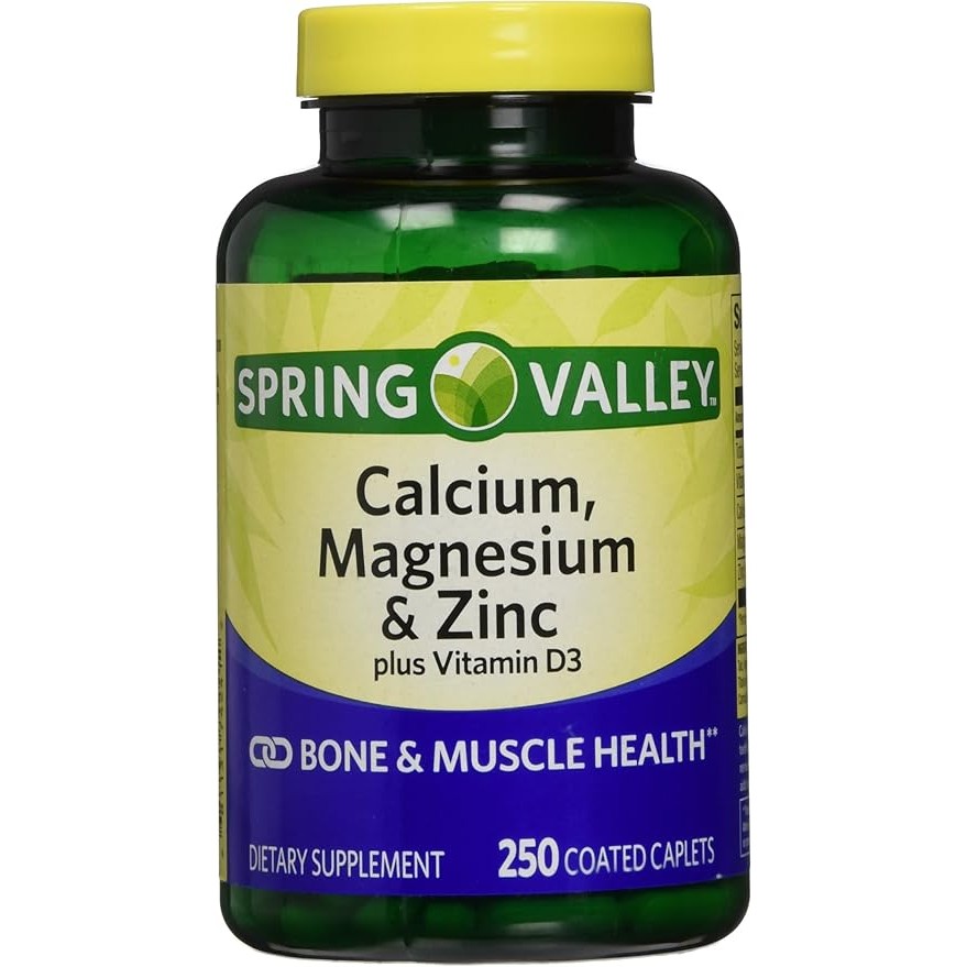 Calcio Magnésio Zinco e Vitamina D3 250 Capsulas Revestidas - Spring Valley