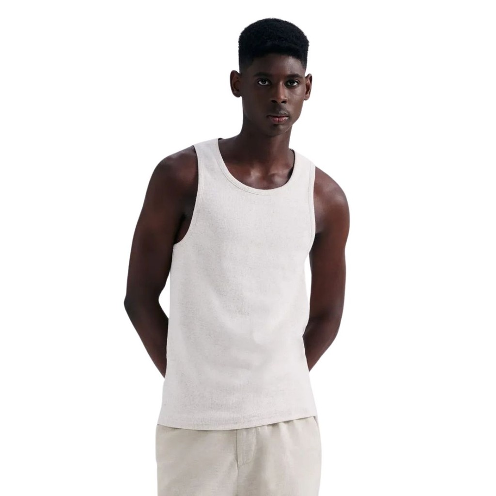 Regata Hering Masculina Regular Em Ribana Canelada Off white