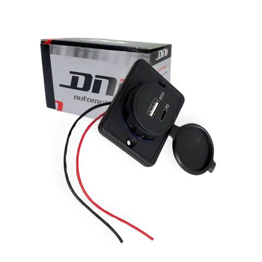 Tomada Carregador Veicular Quadrada USB Tipo C Bivolt 12/24v - Mobile & Gadgets