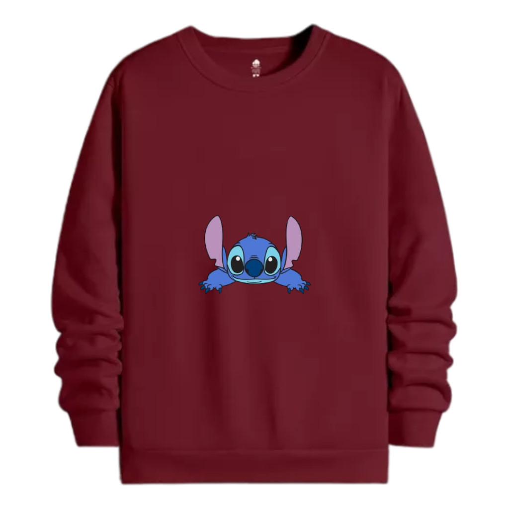 Moletom Lilo Stitch Moletom Gola Careca Feminino e Masculino Estampado