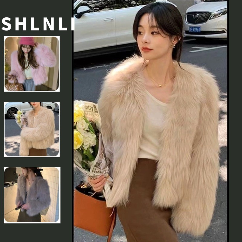 Outono E Inverno Feminino Estilo Coreano Imitação De Pele Jaqueta De Pelúcia Rua Casual So...