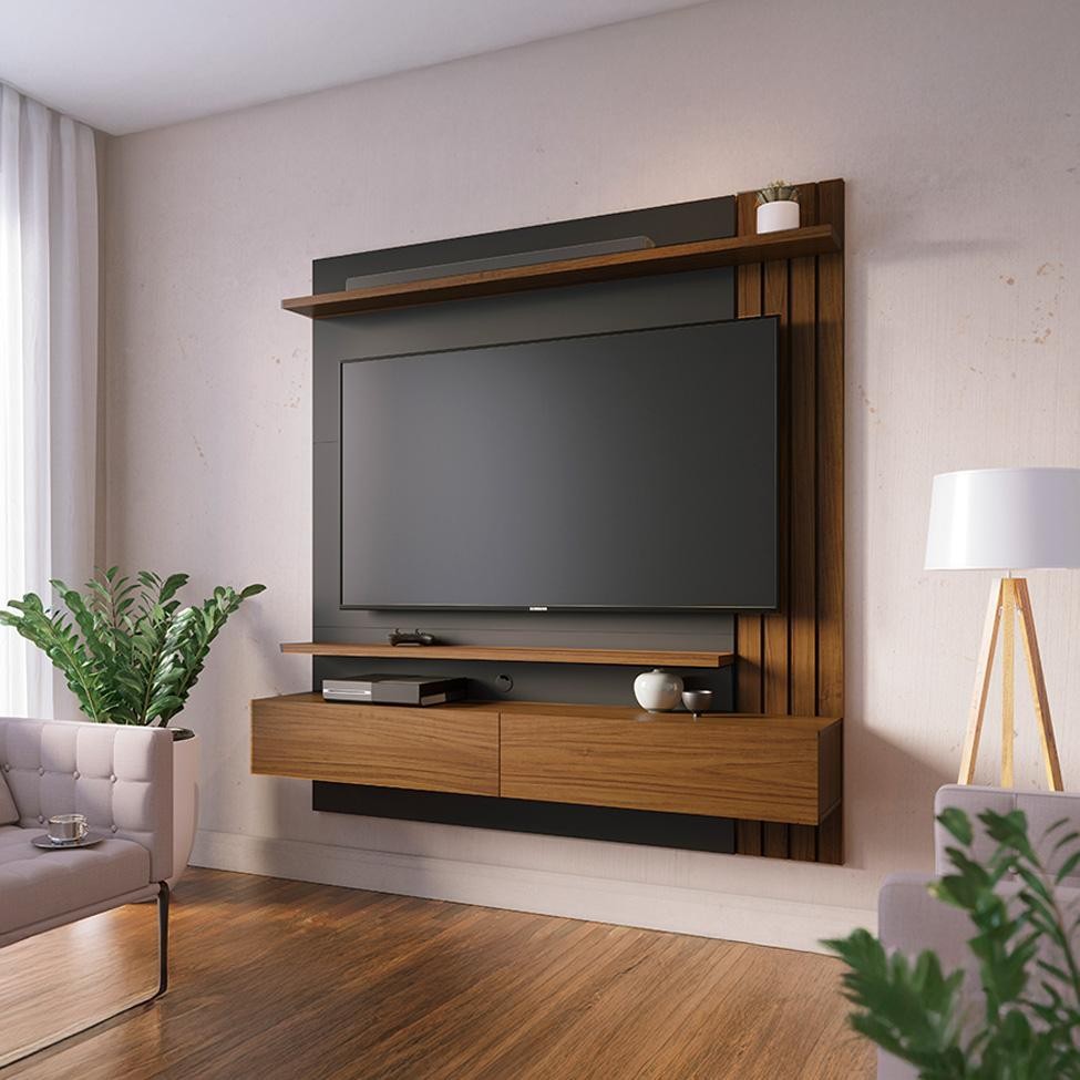 Painel de TV até 65 Polegadas Juriti Noce Milano e Preto em Oferta na Shopee