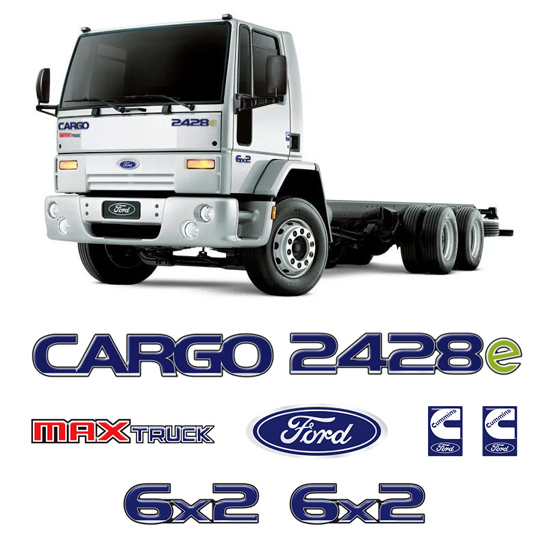 Kit Adesivos Cargo 2428e Max Truck 6x2 Emblema Caminhão Ford