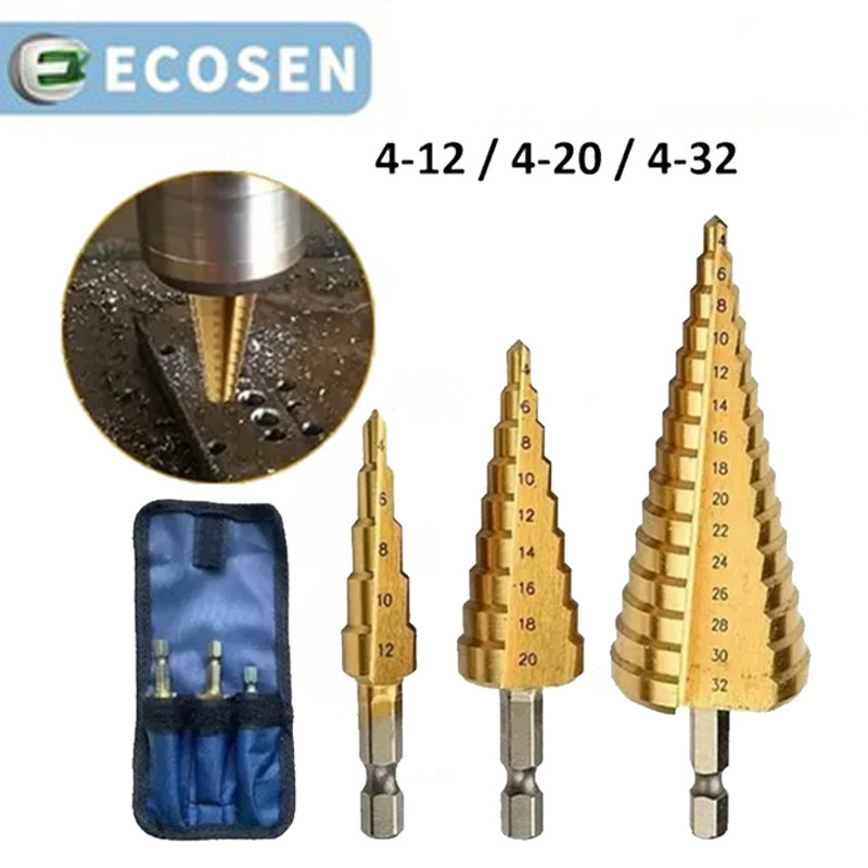 3PCS Broca HSS Hexagonal Revestida De Titânio Jogo De Brocas Hexagonais Cônicas Bits Métricos Cônicos - Home & Living
