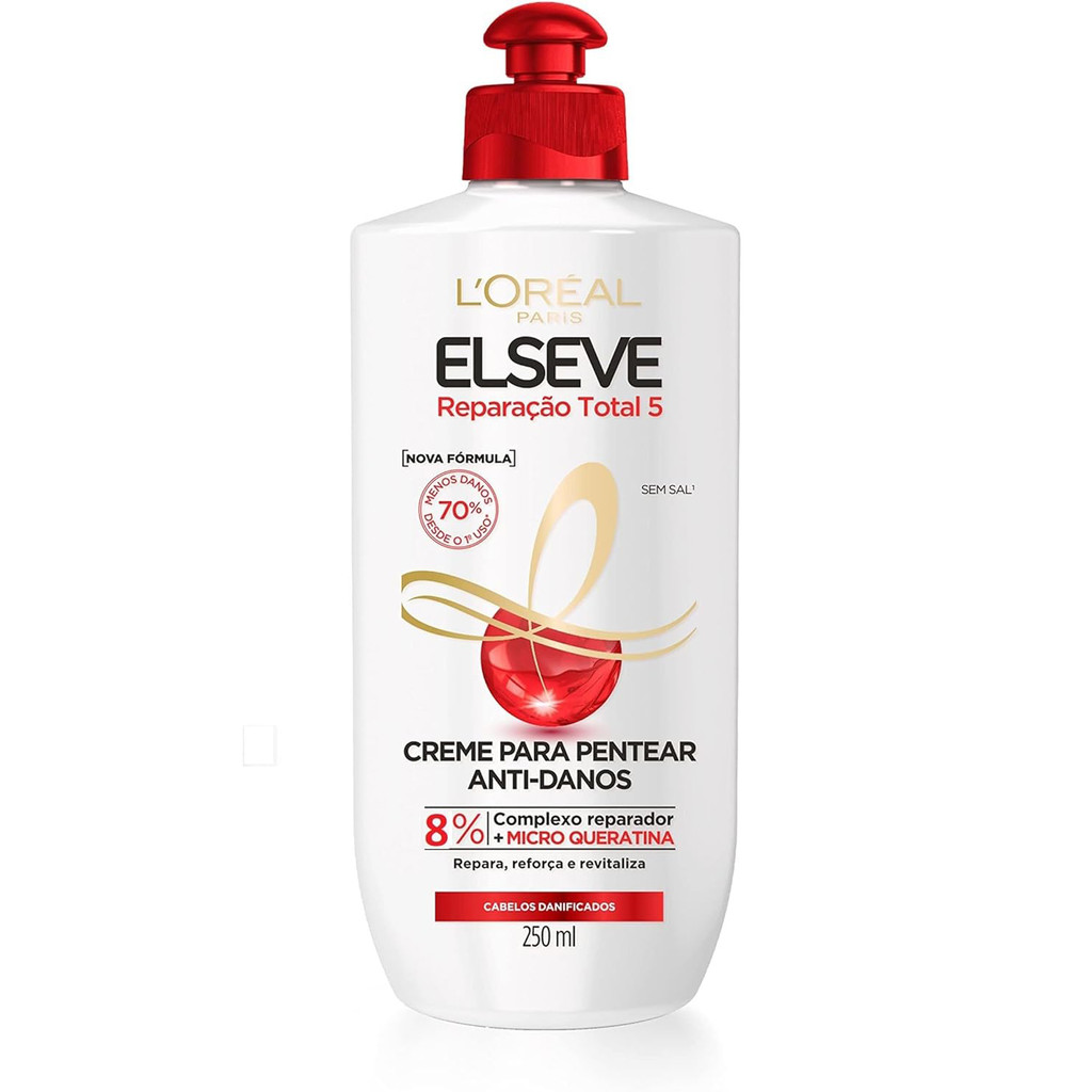 CREME PARA PENTEAR ELSEVE REPARAÇÃO TOTAL 5 ANTI-DANOS 250ML em Oferta na Shopee