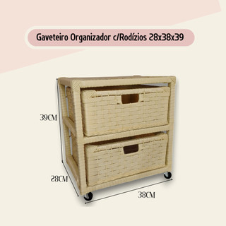 Gaveteiro Sintético Organizador 2 gavetas 28x38x39 c/rodinhas
