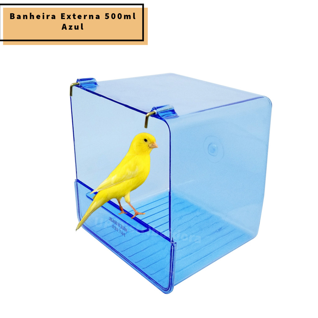 Banheira Externa Italiana ou comedouro chao limpo para Aves - Acrilico Azul em Oferta na Shopee