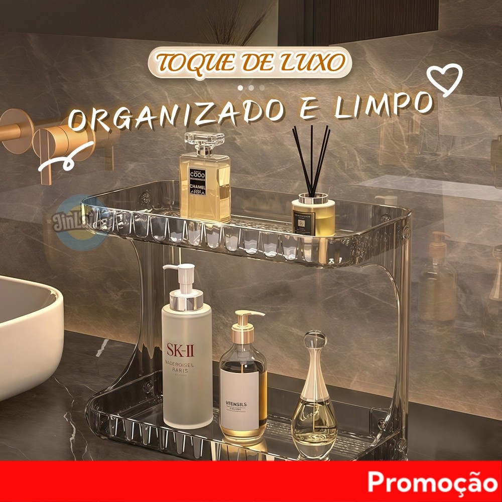 Prateleira Organizador Diamante Acrílico Porta Maquiagem Suporte Multiuso 2 camadas