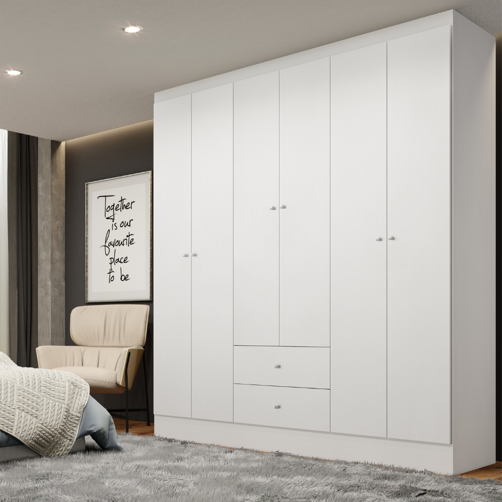 Guarda Roupa Casal Flex 6 Portas 2 Gavetas Astro THB em Oferta na Shopee