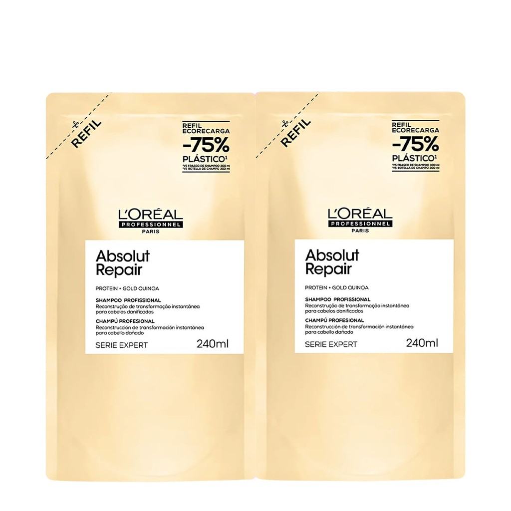 Kit L'Oréal Professionnel Absolut Repair Gold Refil Shampoo Extra (2 unidades) em Oferta na Shopee