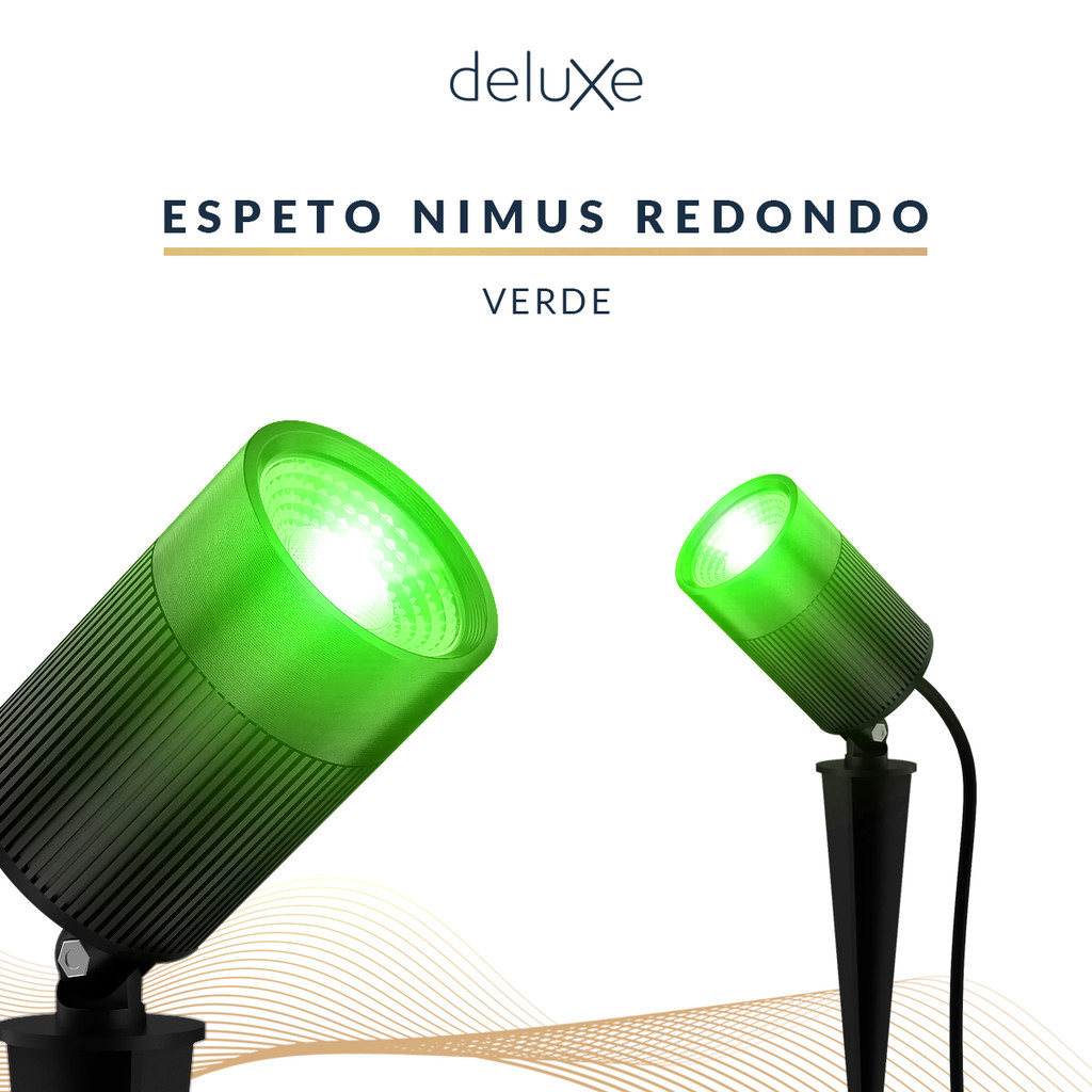 Detalhes do Kit 6 Luminarias Led Jardim Espeto Effect Round 10w Verde Bivolt Ip65 Preto Cod: 159025378-6 Deluxe By Avant
