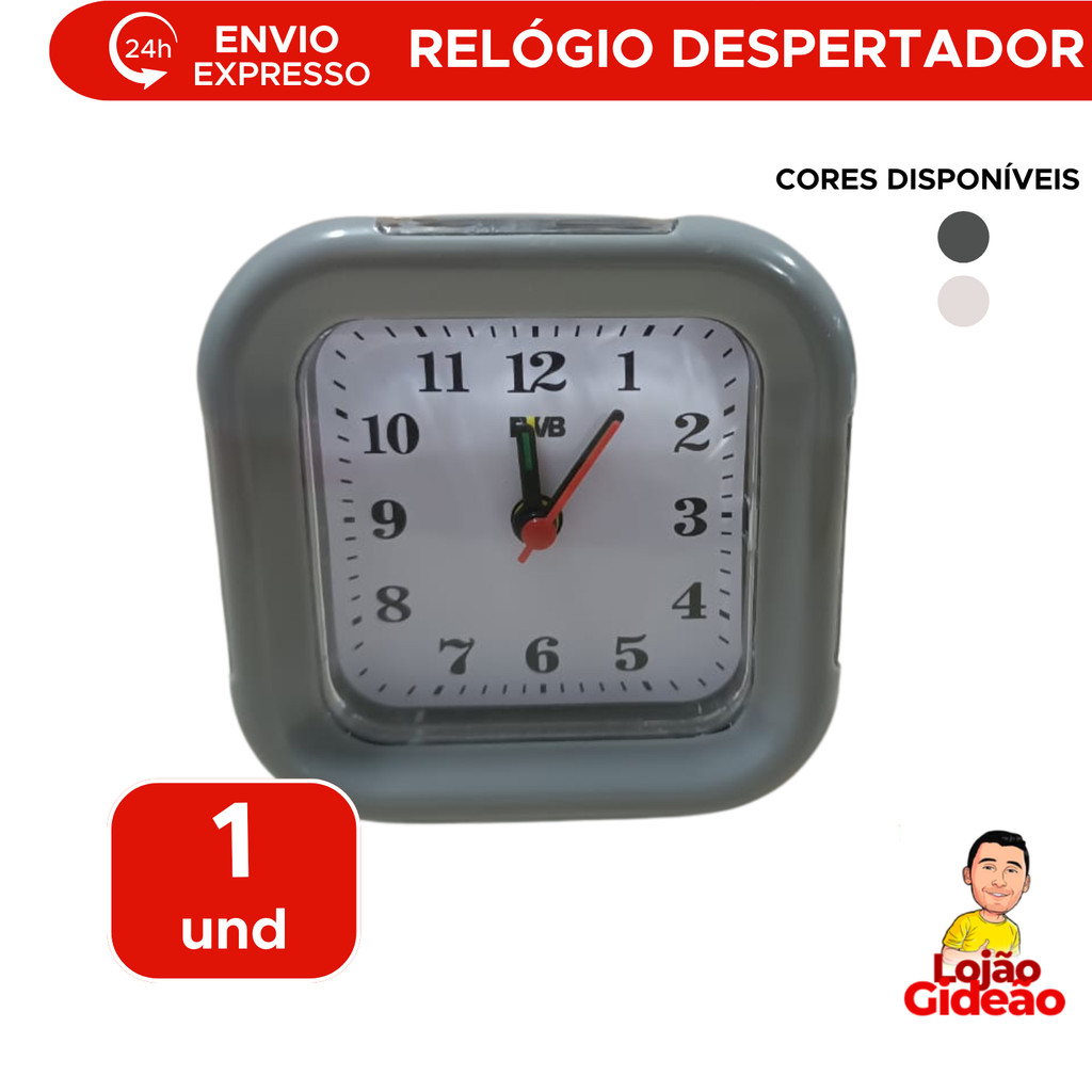 Relógio Despertador Quadrado Mesa Bateria Analógico Despertador Snooze Para Casa