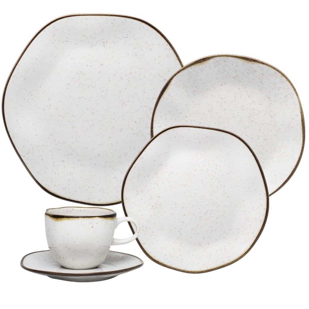 Jogo de Jantar de 30 Peças em Porcelana Ryo Maresia Oxford Mesa Posta