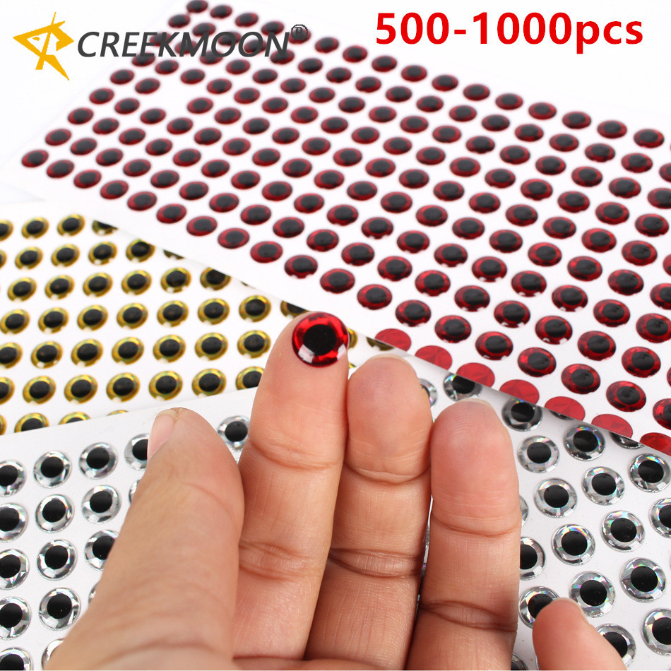 500/1000 Pçs Isca De Pesca Olho 3D Realista Artificial Holográfico Olhos Falsos 3/4/5/6/7/8/9/10/11/12mm Para Iscas De A