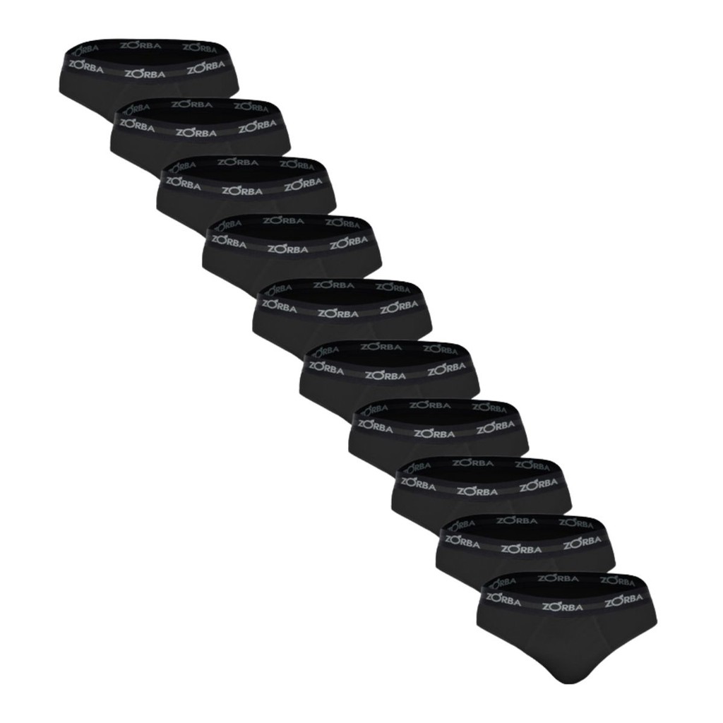 Kit 10 Cuecas Slip Com Forro Frontal Anatômica 100% Algodão Zorba