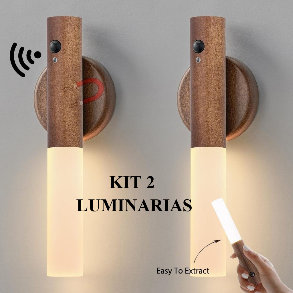 Kit 2 Luminária Inteligente magnética com Bateria Recarregável com Sensor LED lâmpada de cabeceira em Oferta na Shopee