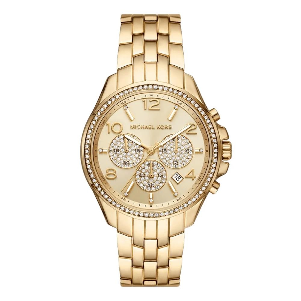Relógio Michael Kors Feminino Ref: Mk7250/4dn Cronógrafo Dourado