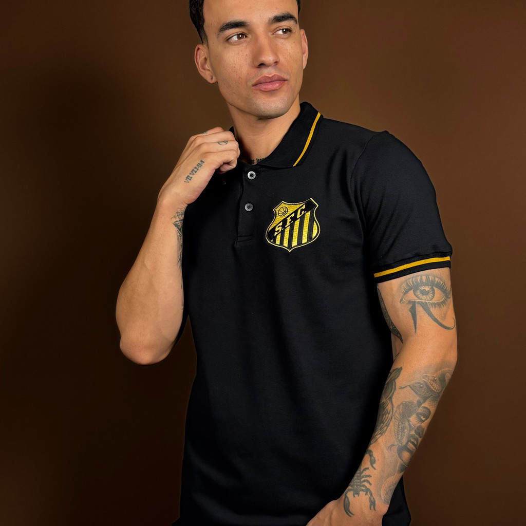 Camisa Santos Retrô Polo Ouro Masculina Oficial em Oferta na Shopee