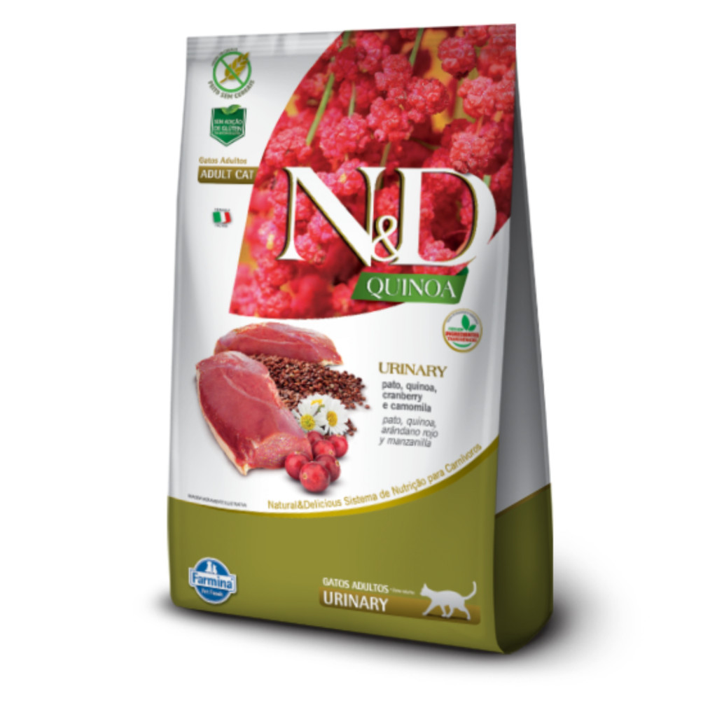 Ração N&D Quinoa Urinary para gatos adultos pato, cramberry e camomila 400gr