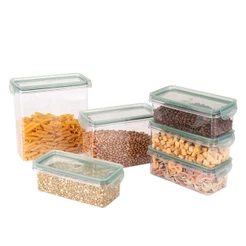 Kit 6 Potes Porta Mantimentos Herméticos Empilháveis Plástico para Geladeira Despensa Armário Tampa Verde Plasútil