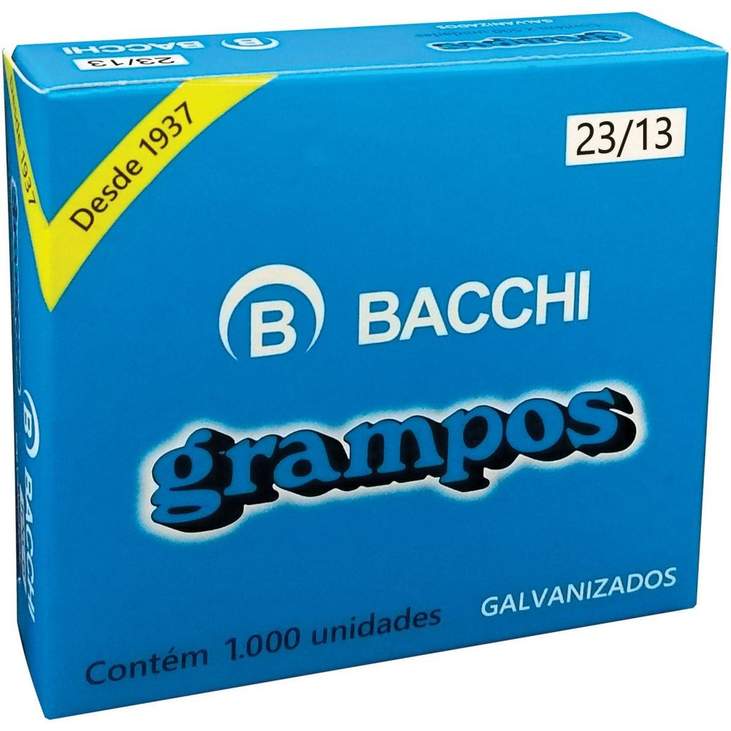 Grampo Para Grampeador BACCHI 23/13 Galvanizados 1000 Grampos Caixa
