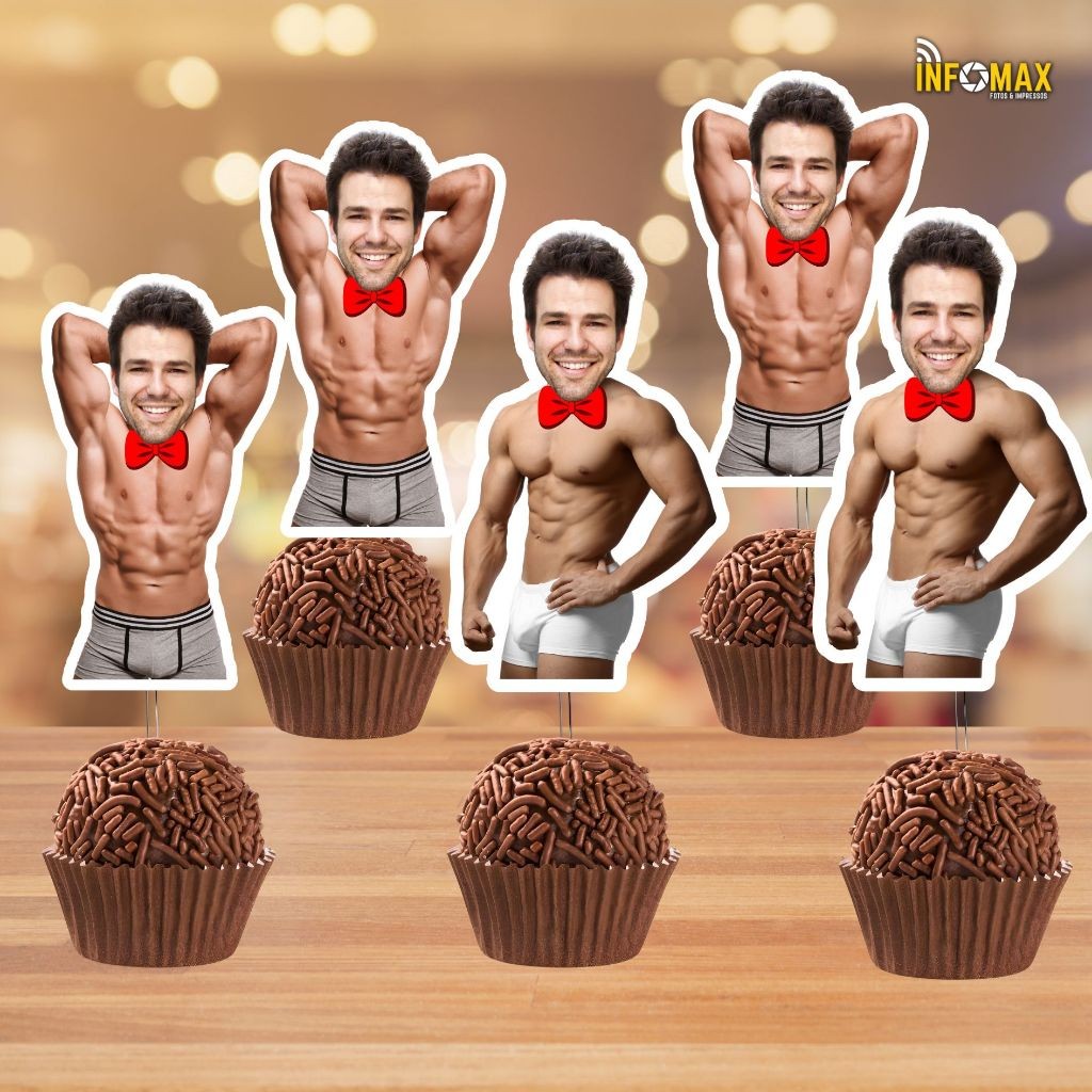 Kit Topper Noivo com FOTO – Despedida de Solteira. Personalizadas para Docinhos, Cupcakes ...