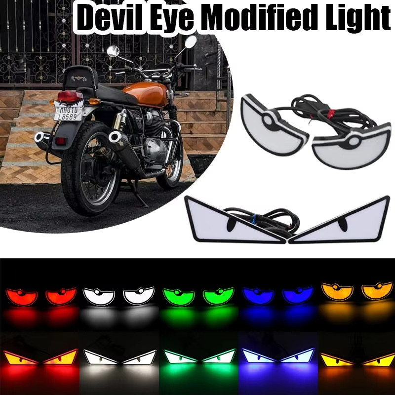 [Estoque Pronto] 1 Par De Luzes LED Para Motocicleta Devil'Eyes Farol Universal De Olhos De Demônio Mini Lâmpada De Lent