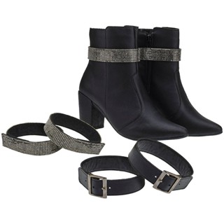 Bota Kit Fivela e Strass Bico Fino Salto Grosso Feminina Outono Inverno Naty Shoes em Oferta na Shopee