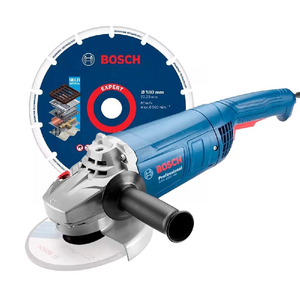 Esmerilhadeira Angular 7'' - 220V - GWS 2200-180 Com Disco de Corte Diamantado - Bosch em Oferta na Shopee